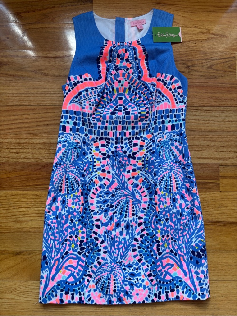 Lilly Pulitzer Mila Shift Blue & Pink Mosaic Tic Tac Tile NWT Size 0